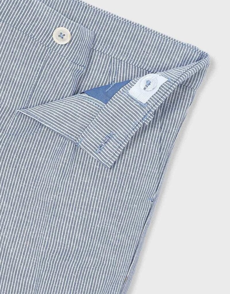 Mayoral Linen Suiting Shorts Finely Blue Stripe