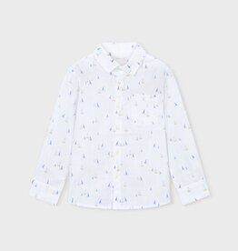 Mayoral SALE. L/S Linen Sailboat Print Shirt