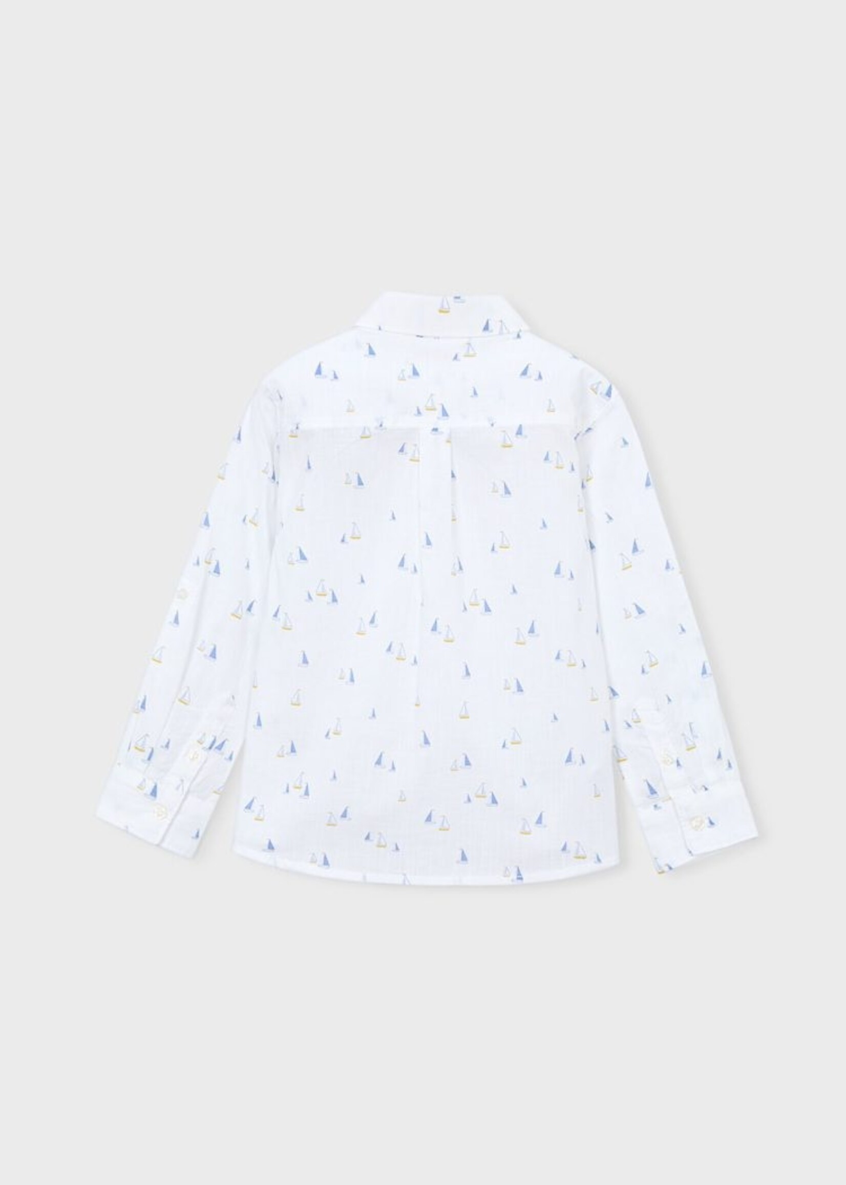 Mayoral L/S Linen Sailboat Print Shirt