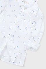 Mayoral L/S Linen Sailboat Print Shirt