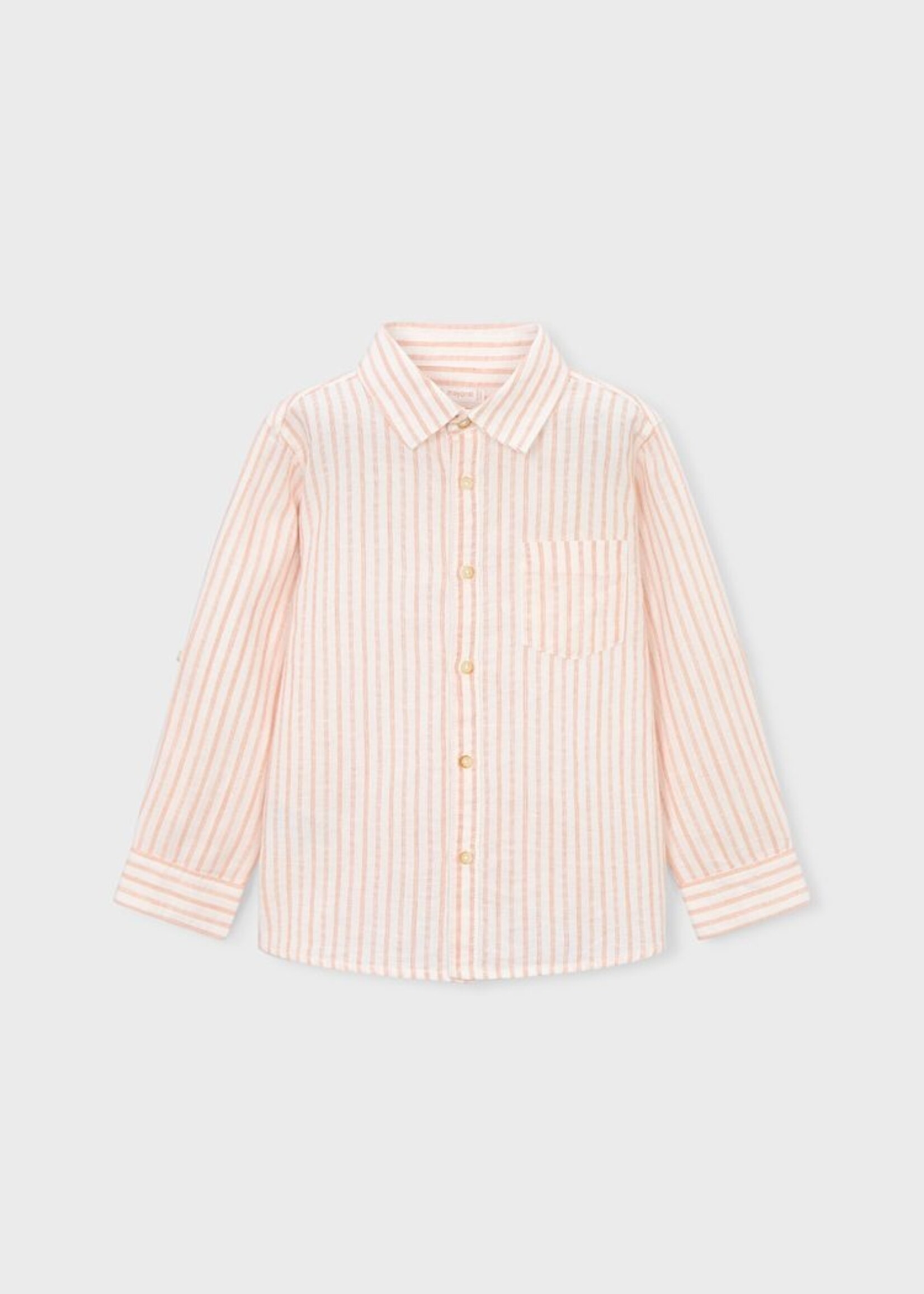 Mayoral L/S Linen Shirt Peach Stripe