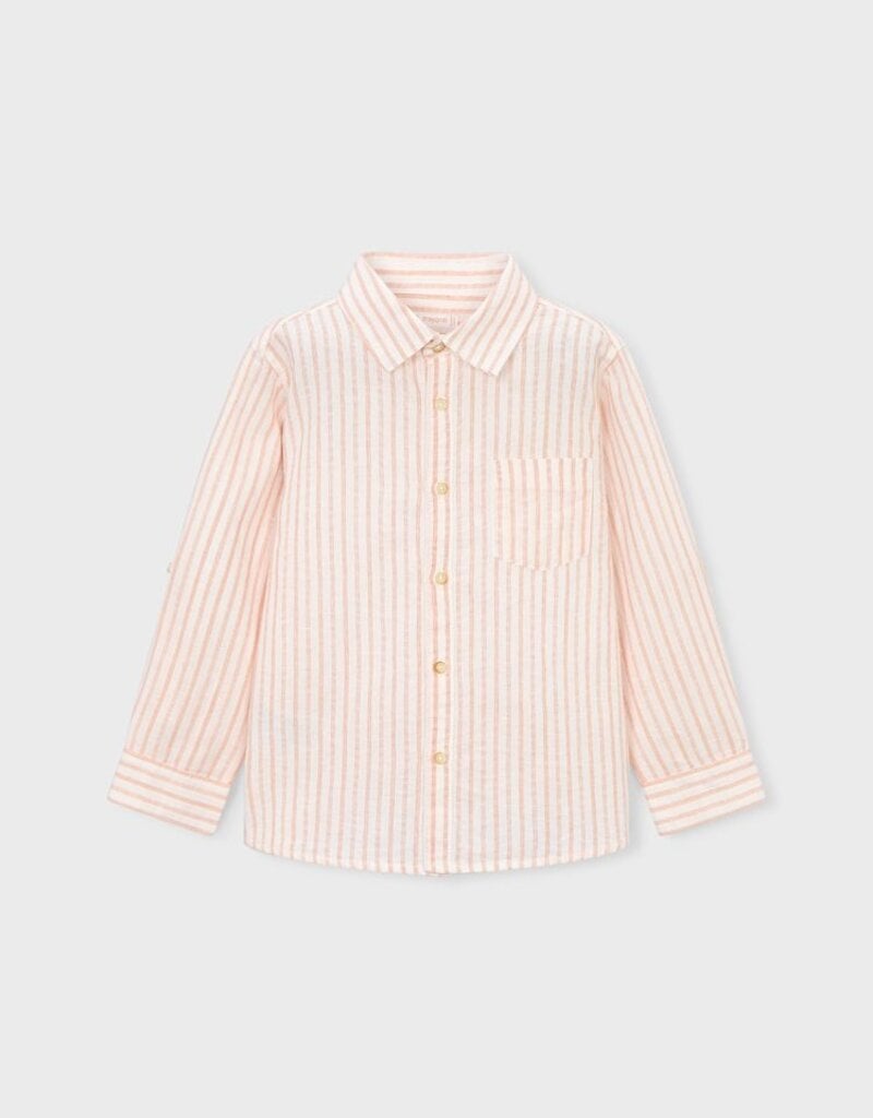 Mayoral L/S Linen Shirt Peach Stripe