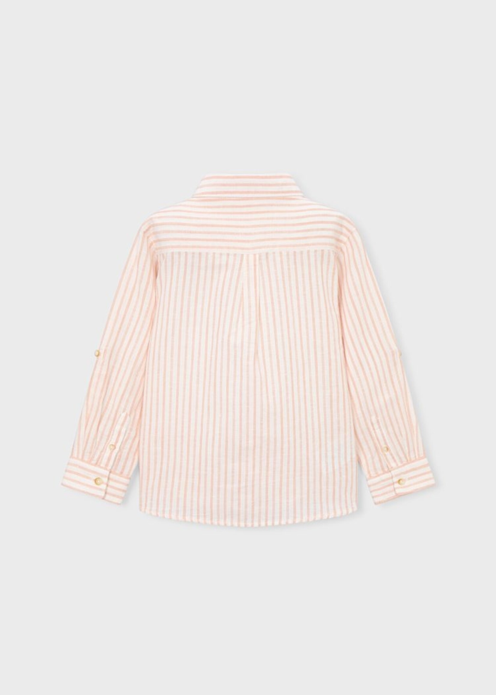 Mayoral L/S Linen Shirt Peach Stripe