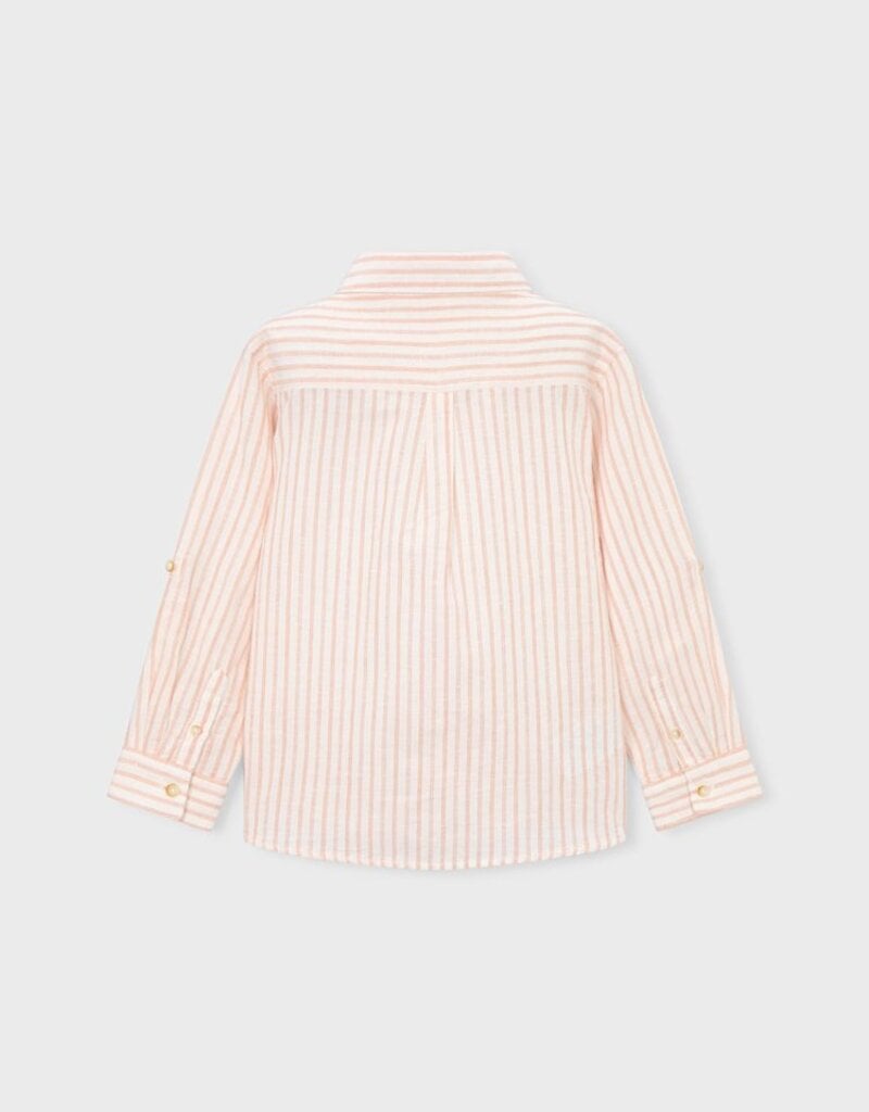 Mayoral L/S Linen Shirt Peach Stripe