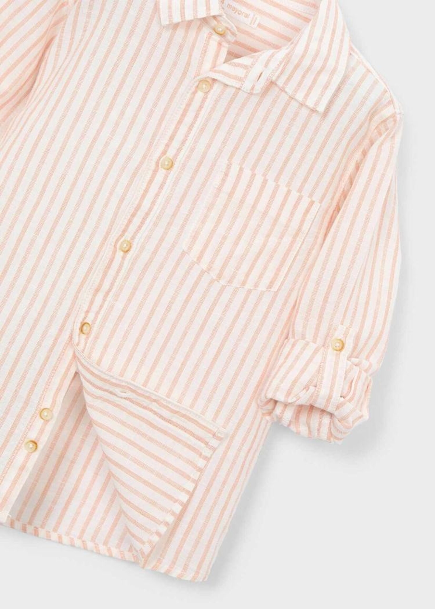 Mayoral L/S Linen Shirt Peach Stripe