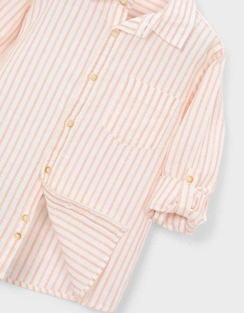 Mayoral L/S Linen Shirt Peach Stripe