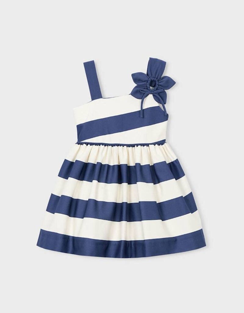 Mayoral Asymetric Navy Stripe Dress