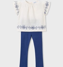 Mayoral White Top w/Embroidery Legging Set