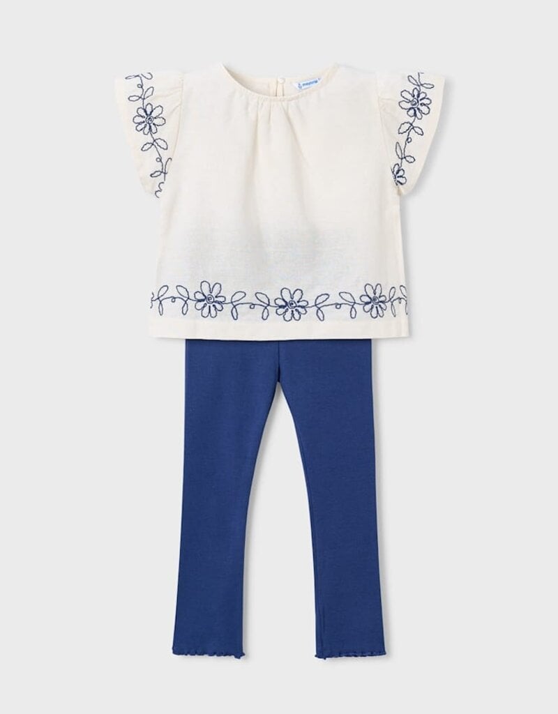 Mayoral White Top w/Embroidery Legging Set