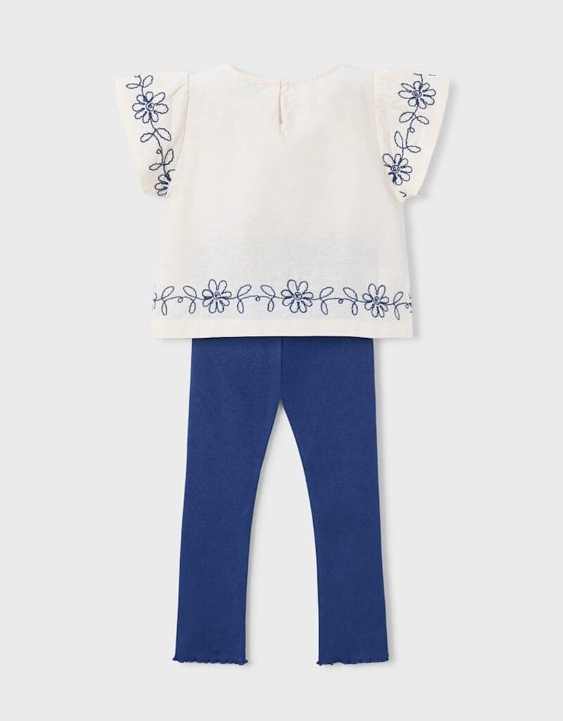 Mayoral White Top w/Embroidery Legging Set