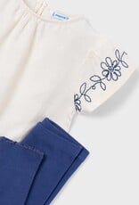 Mayoral White Top w/Embroidery Legging Set