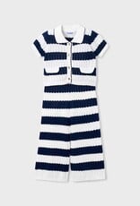 Mayoral Wide Stripe Navy Knit Pant Set