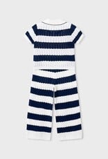 Mayoral Wide Stripe Navy Knit Pant Set