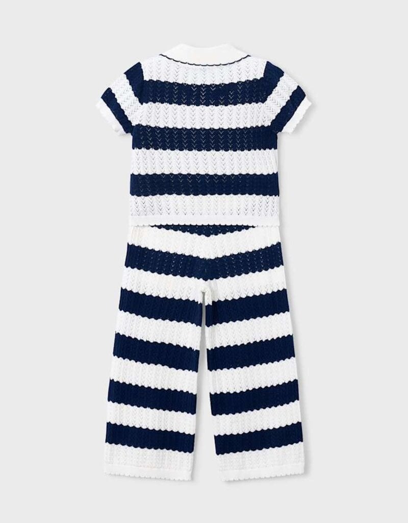 Mayoral Wide Stripe Navy Knit Pant Set