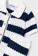 Mayoral Wide Stripe Navy Knit Pant Set