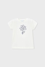 Mayoral White Flower Embroidered S/S Tee