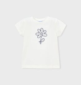 Mayoral White Flower Embroidered S/S Tee
