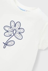 Mayoral White Flower Embroidered S/S Tee