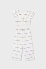 Mayoral White Navy Stripe Top Pant Set