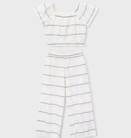 Mayoral White Navy Stripe Top Pant Set