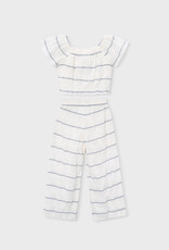 Mayoral White Navy Stripe Top Pant Set