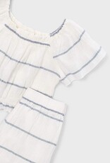 Mayoral White Navy Stripe Top Pant Set