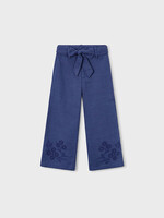 Mayoral Navy Linen Pants w/Embroidery