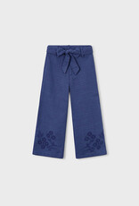 Mayoral Navy Linen Pants w/Embroidery