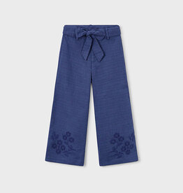 Mayoral Navy Linen Pants w/Embroidery