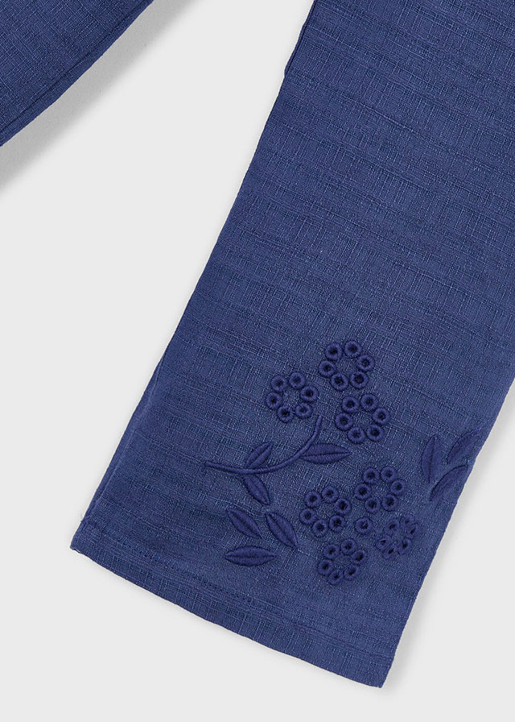 Mayoral Navy Linen Pants w/Embroidery