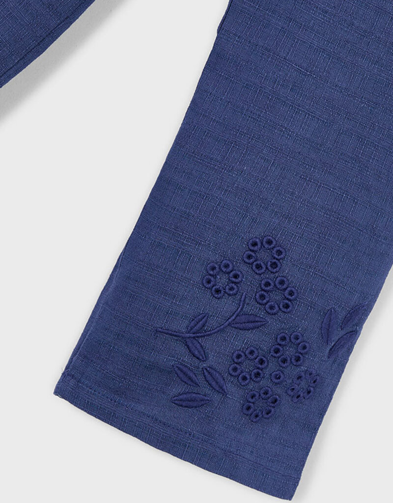 Mayoral Navy Linen Pants w/Embroidery