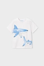 Mayoral White S/S Tee w/Shark Print