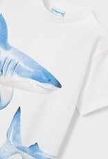 Mayoral White S/S Tee w/Shark Print