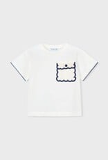 Mayoral S/S White Tee w/Crochet Pocket