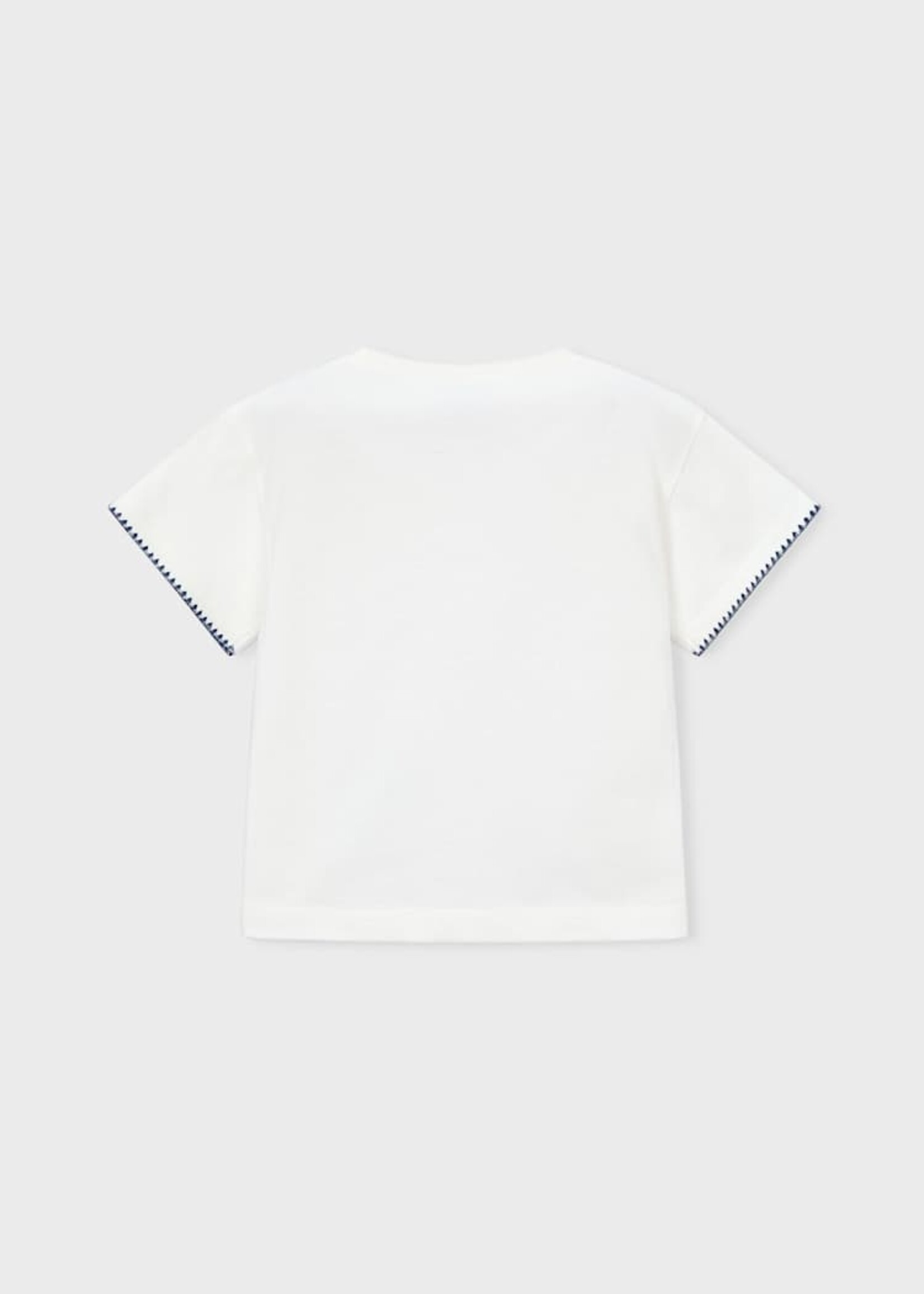 Mayoral S/S White Tee w/Crochet Pocket