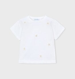 Mayoral SALE S/S White Tee w/Flower Applique