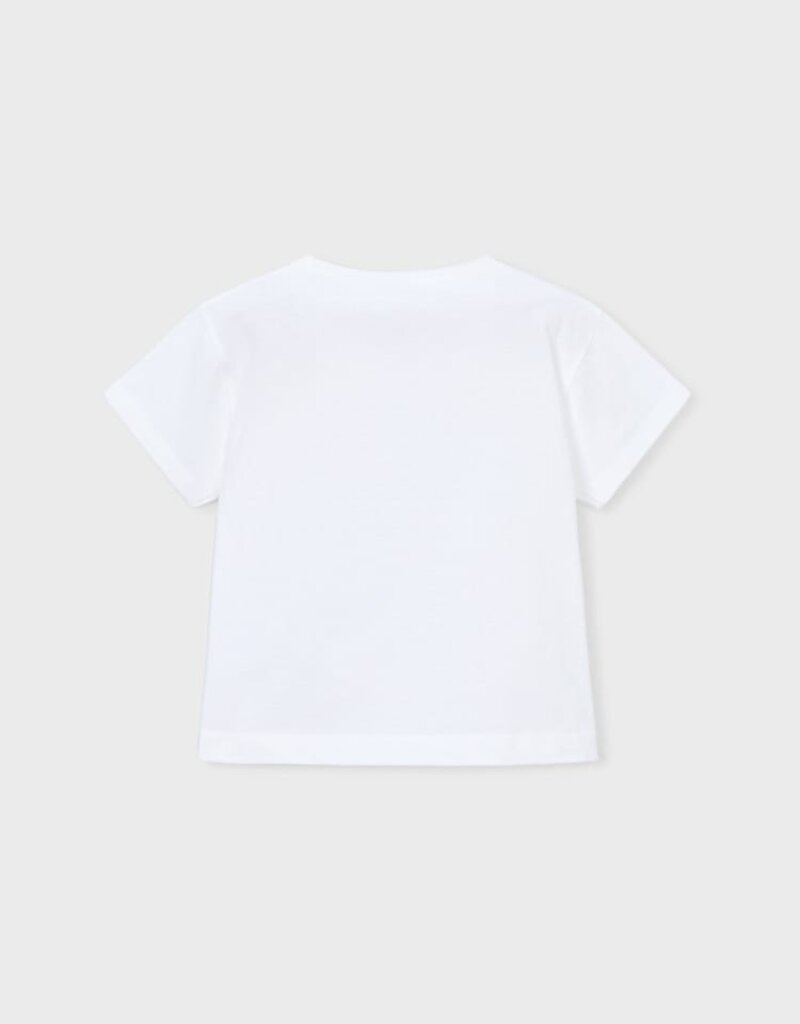 Mayoral S/S White Tee w/Flower Applique