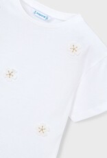 Mayoral S/S White Tee w/Flower Applique