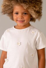 Mayoral S/S White Tee w/Flower Applique