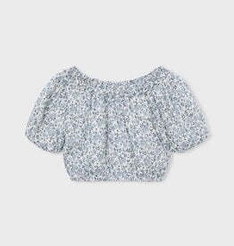 Mayoral Sky Blue Printed Dobby Top