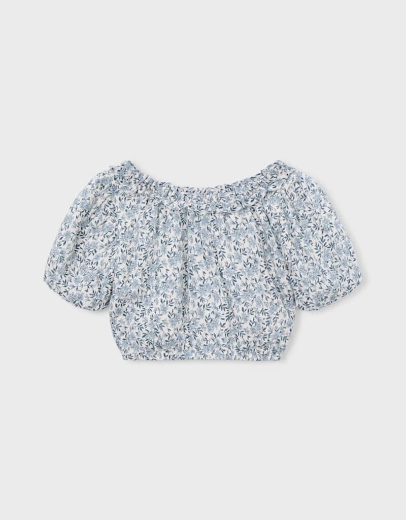 Mayoral Sky Blue Printed Dobby Top