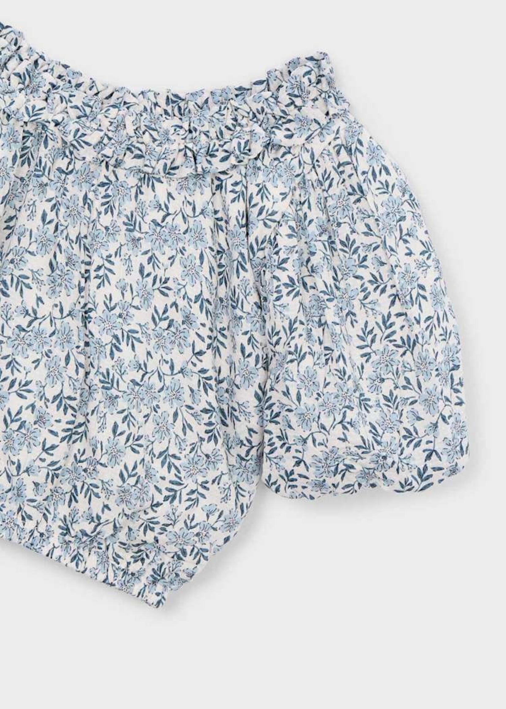 Mayoral Sky Blue Printed Dobby Top