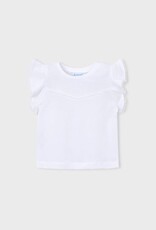 Mayoral White S/S Tee w/Lace Trim