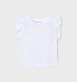 Mayoral White S/S Tee w/Lace Trim
