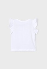 Mayoral White S/S Tee w/Lace Trim