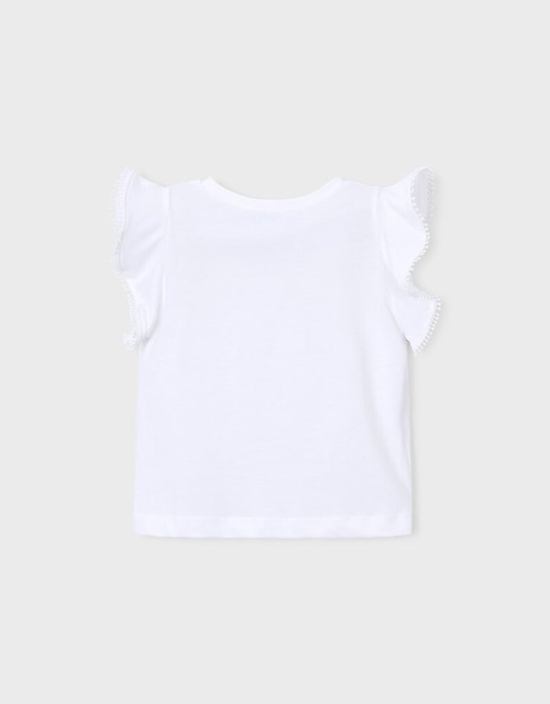 Mayoral White S/S Tee w/Lace Trim