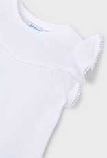 Mayoral White S/S Tee w/Lace Trim