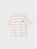Mayoral SALE. White S/S Tee Red Stripe