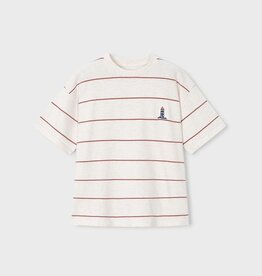 Mayoral SALE White S/S Tee Red Stripe