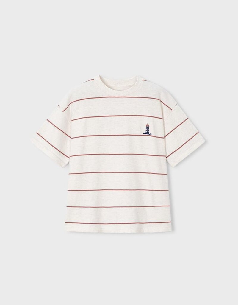 Mayoral White S/S Tee Red Stripe